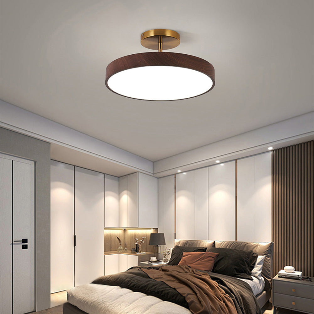 Sinton Lampada da soffitto – Ferro – Aspetto legno/Oro – Ø40/Ø50 cm – Design elegante per il soggiorno