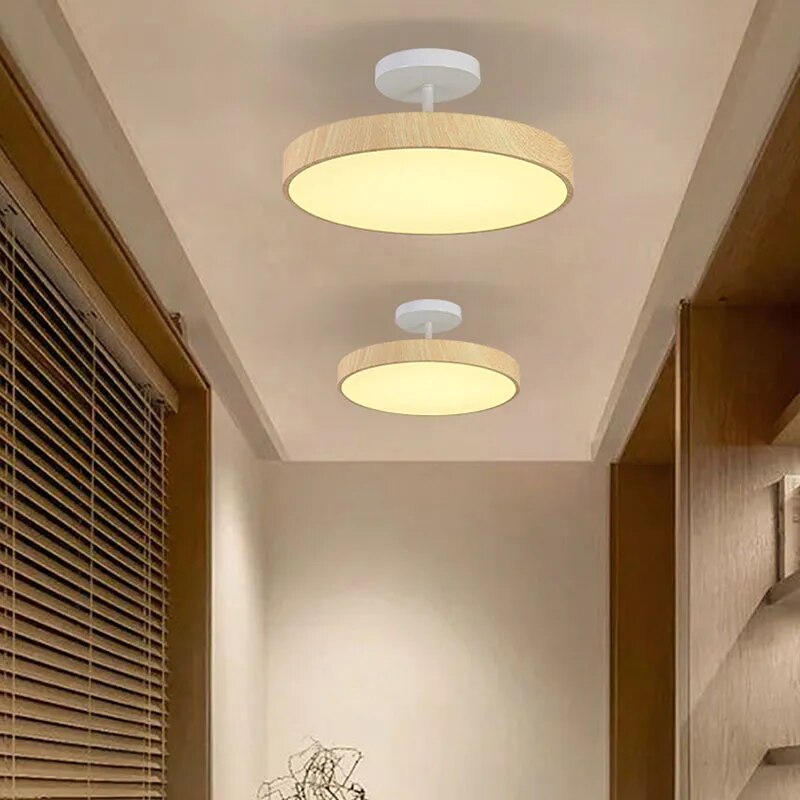 Sinton Lampada da soffitto – Ferro – Aspetto legno/Oro – Ø40/Ø50 cm – Design elegante per il soggiorno