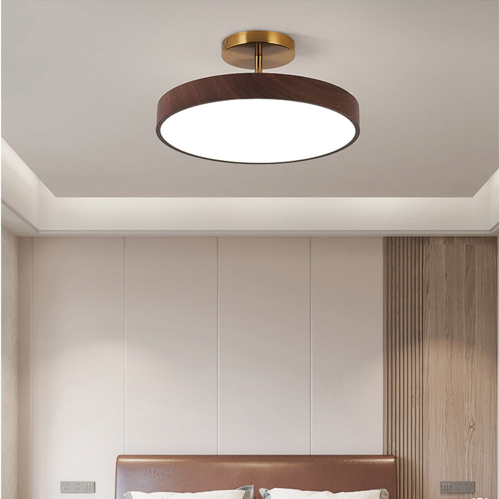 Sinton Lampada da soffitto – Ferro – Aspetto legno/Oro – Ø40/Ø50 cm – Design elegante per il soggiorno