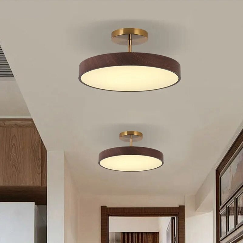 Sinton Lampada da soffitto – Ferro – Aspetto legno/Oro – Ø40/Ø50 cm – Design elegante per il soggiorno