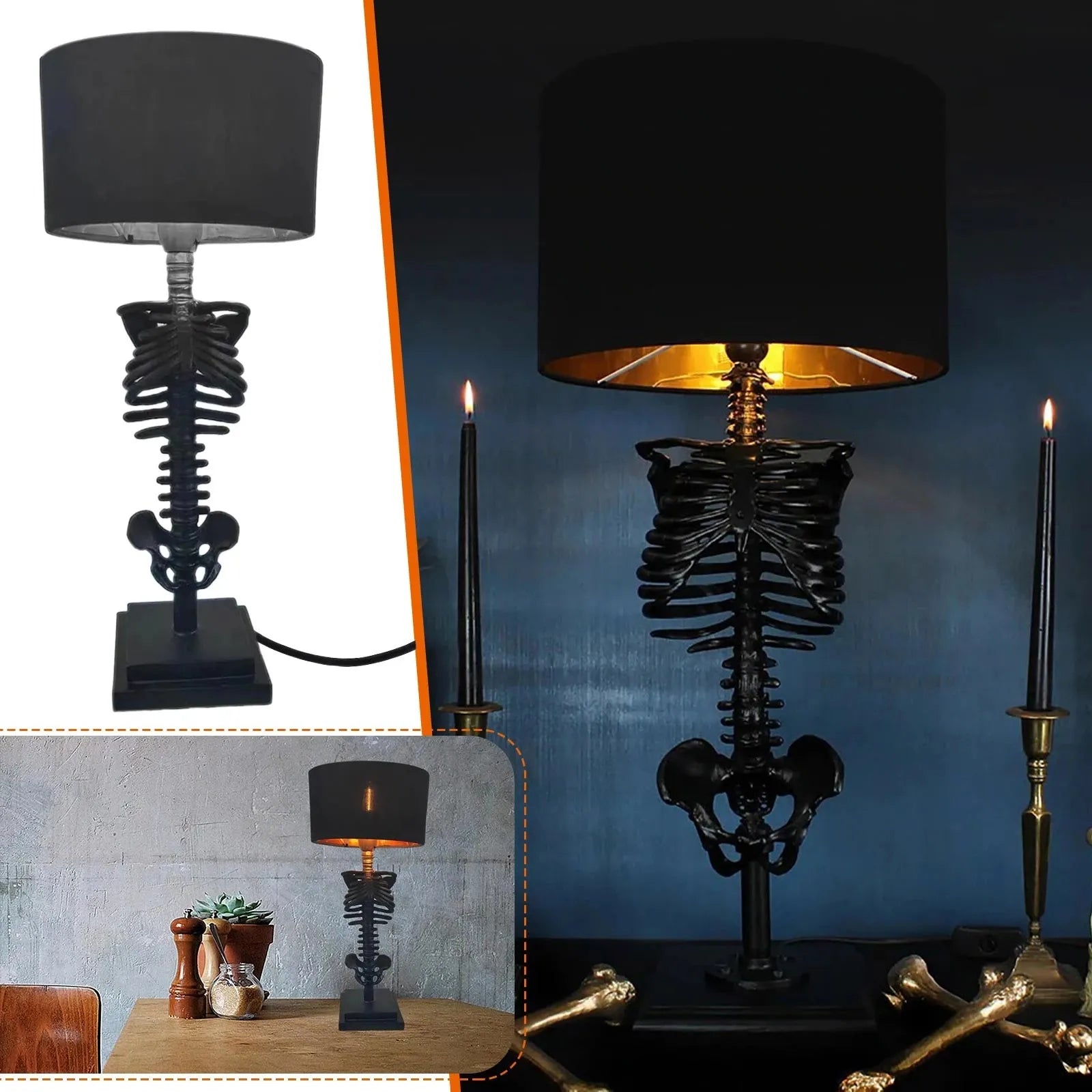 Lampada da Tavolo Gotica Scheletro | Design Artistico Fatti a Mano
