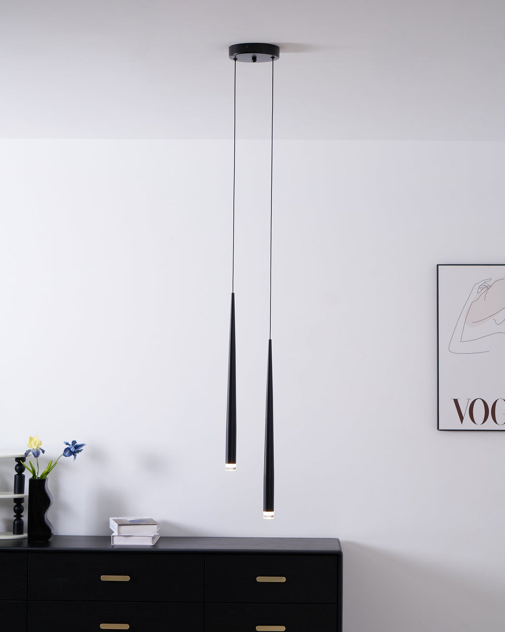 Lampadario a cono sottile