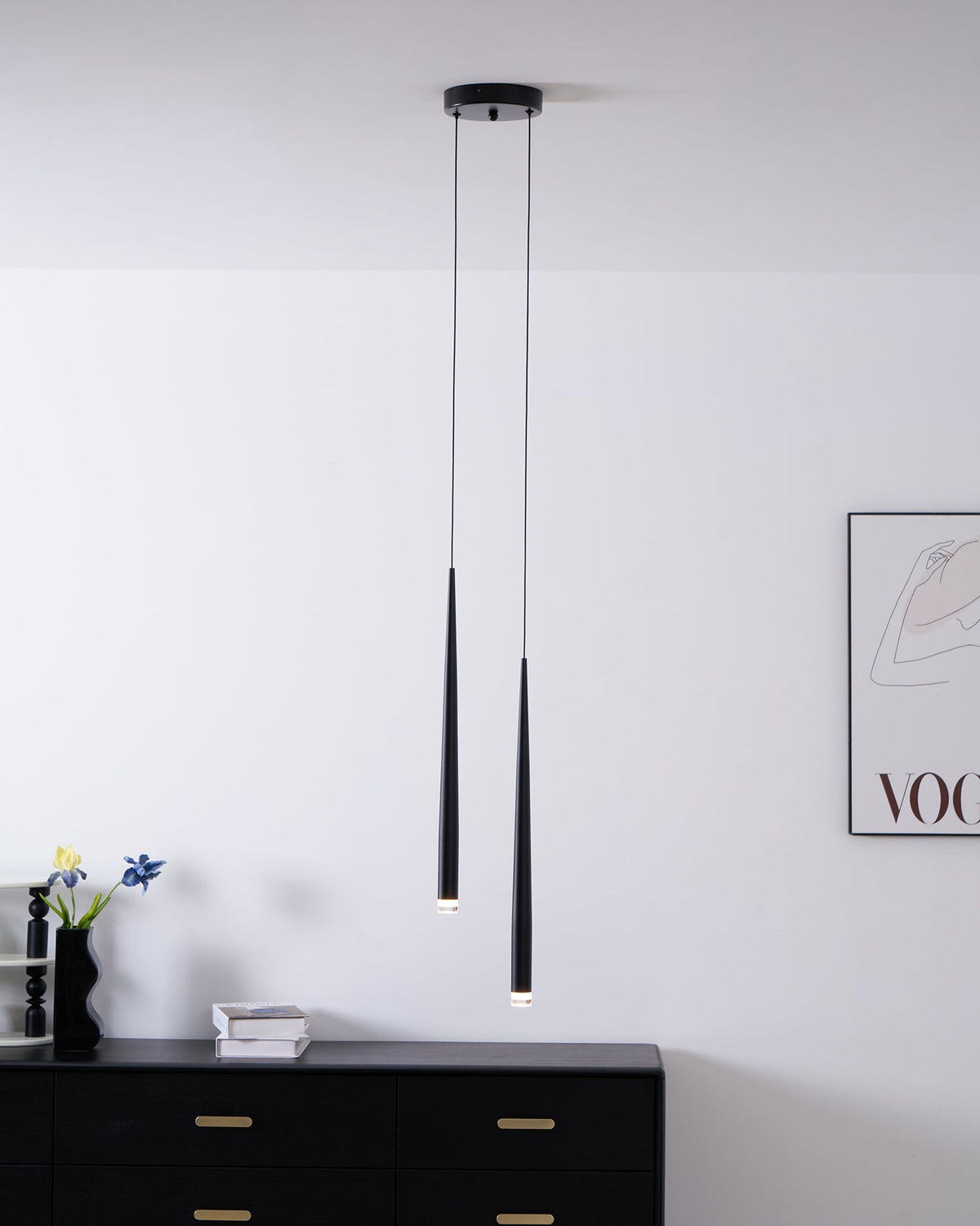 Lampadario a cono sottile