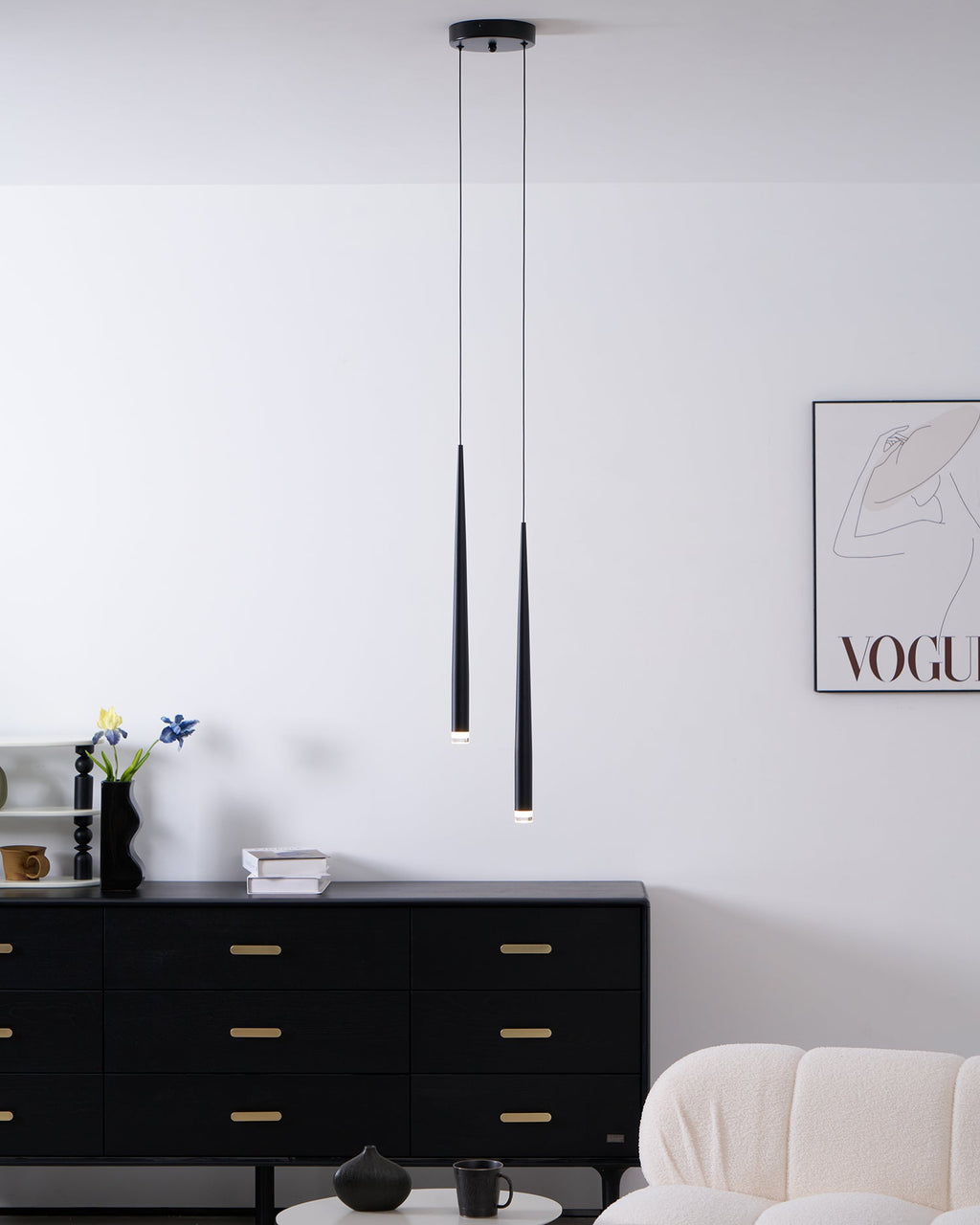 Lampadario a cono sottile