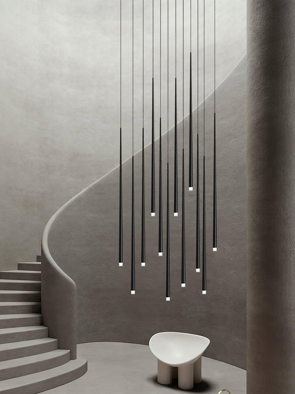 Lampadario a cono sottile