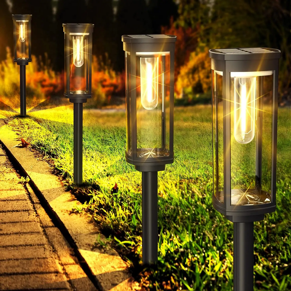 Lanterna da giardino solare esterna con vetro luminoso