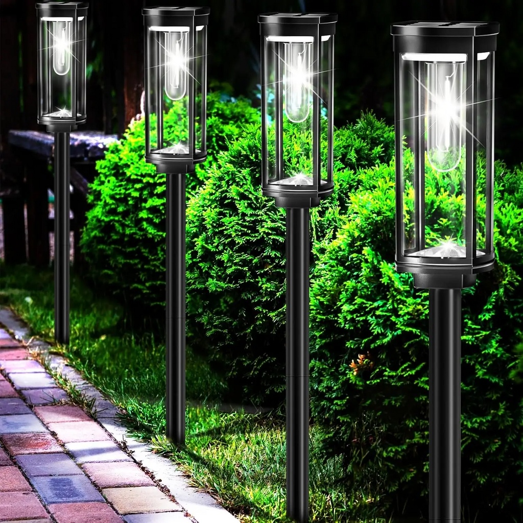Lanterna da giardino solare esterna con vetro luminoso