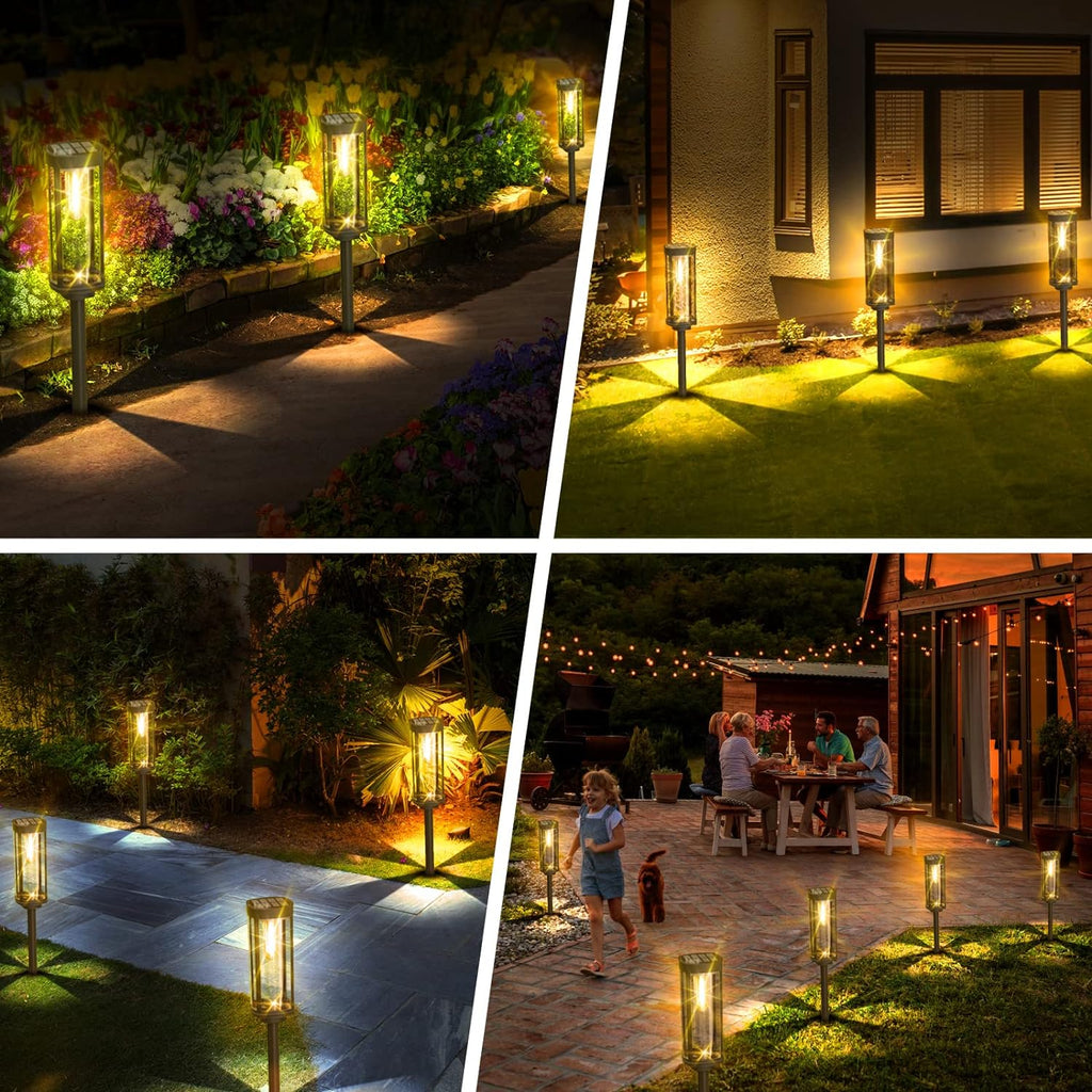 Lanterna da giardino solare esterna con vetro luminoso