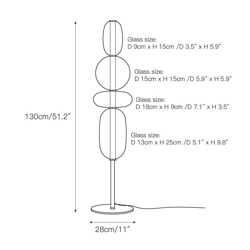 Lampada da Terra in Vetro a Pebble Sovrapposto