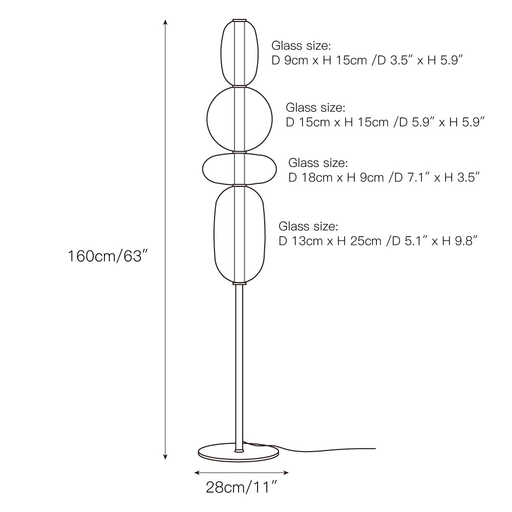 Lampada da Terra in Vetro a Pebble Sovrapposto