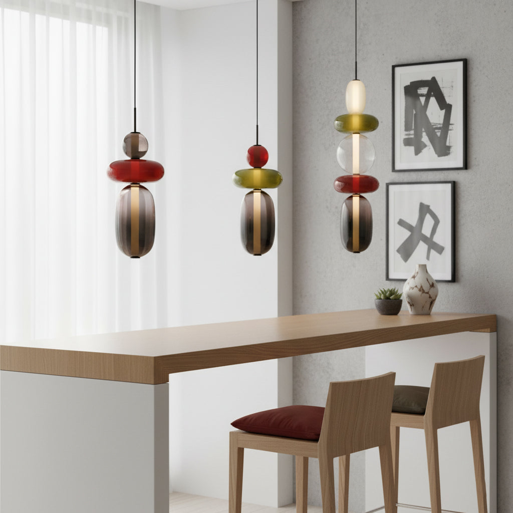 Lampada a Sospensione in Vetro Colorato
