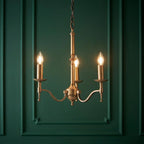 Lampadario Stanford 3 Luci Finitura Ottone Antico
