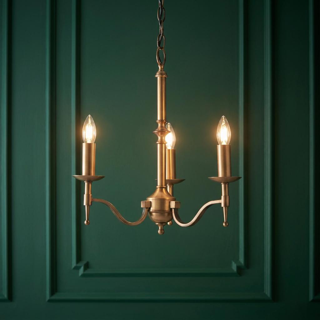 Lampadario Stanford 3 Luci Finitura Ottone Antico