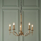 Lampadario Stanford 5 Luci Finitura Ottone Antico