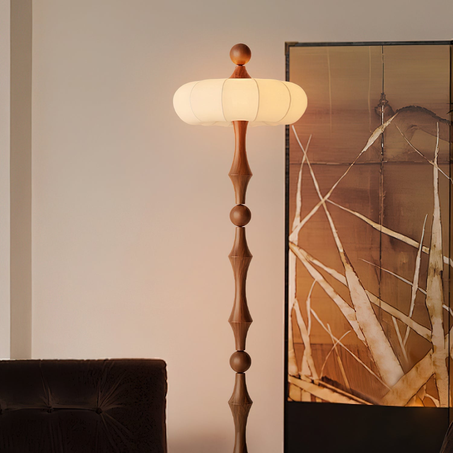 Lampada da terra in legno – Bianco naturale – 160 cm – Design moderno per soggiorni e angoli lettura