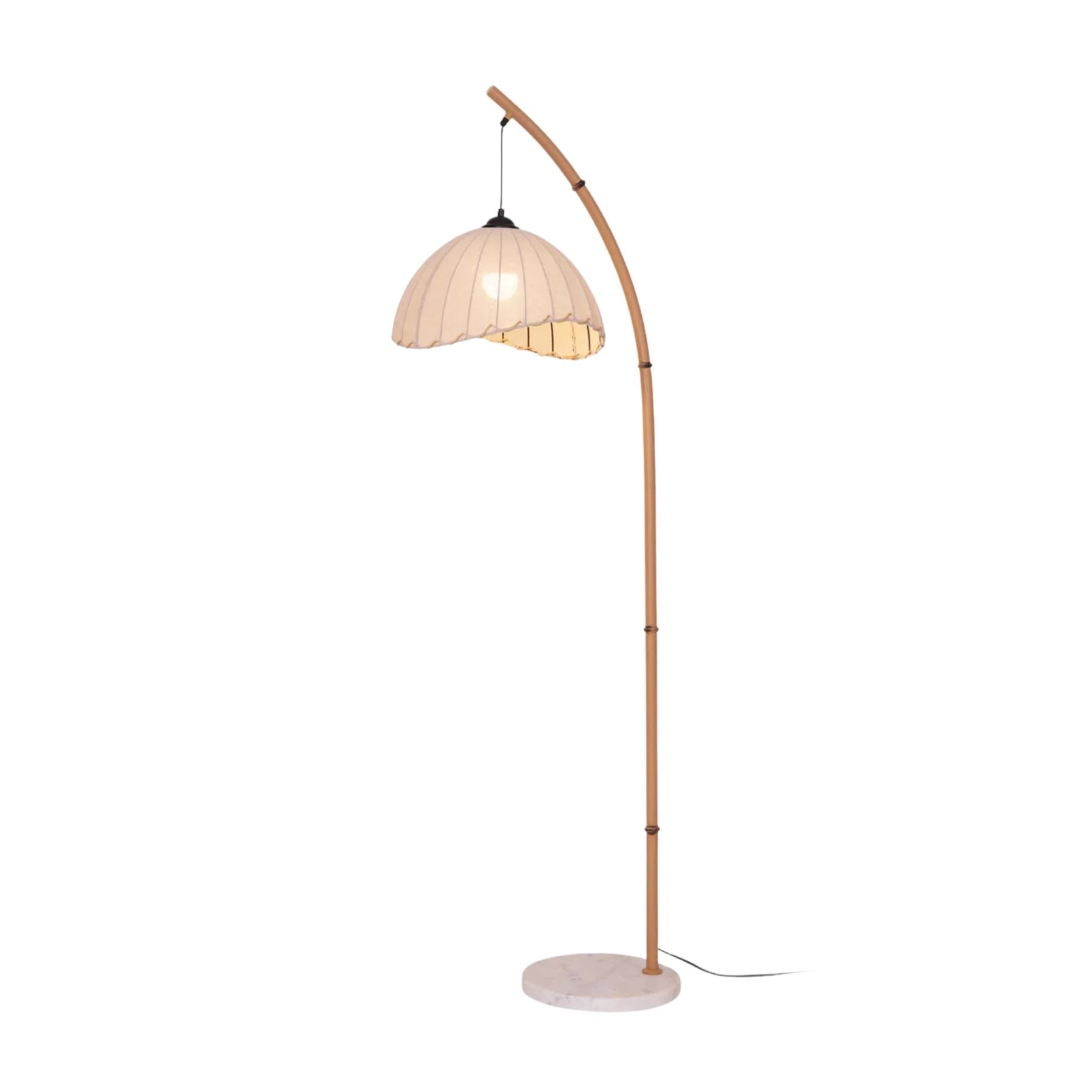 Lampada da terra Juremi – Bambù & Lino – Beige – 160 cm – Design scandinavo per soggiorno & illuminazione suggestiva