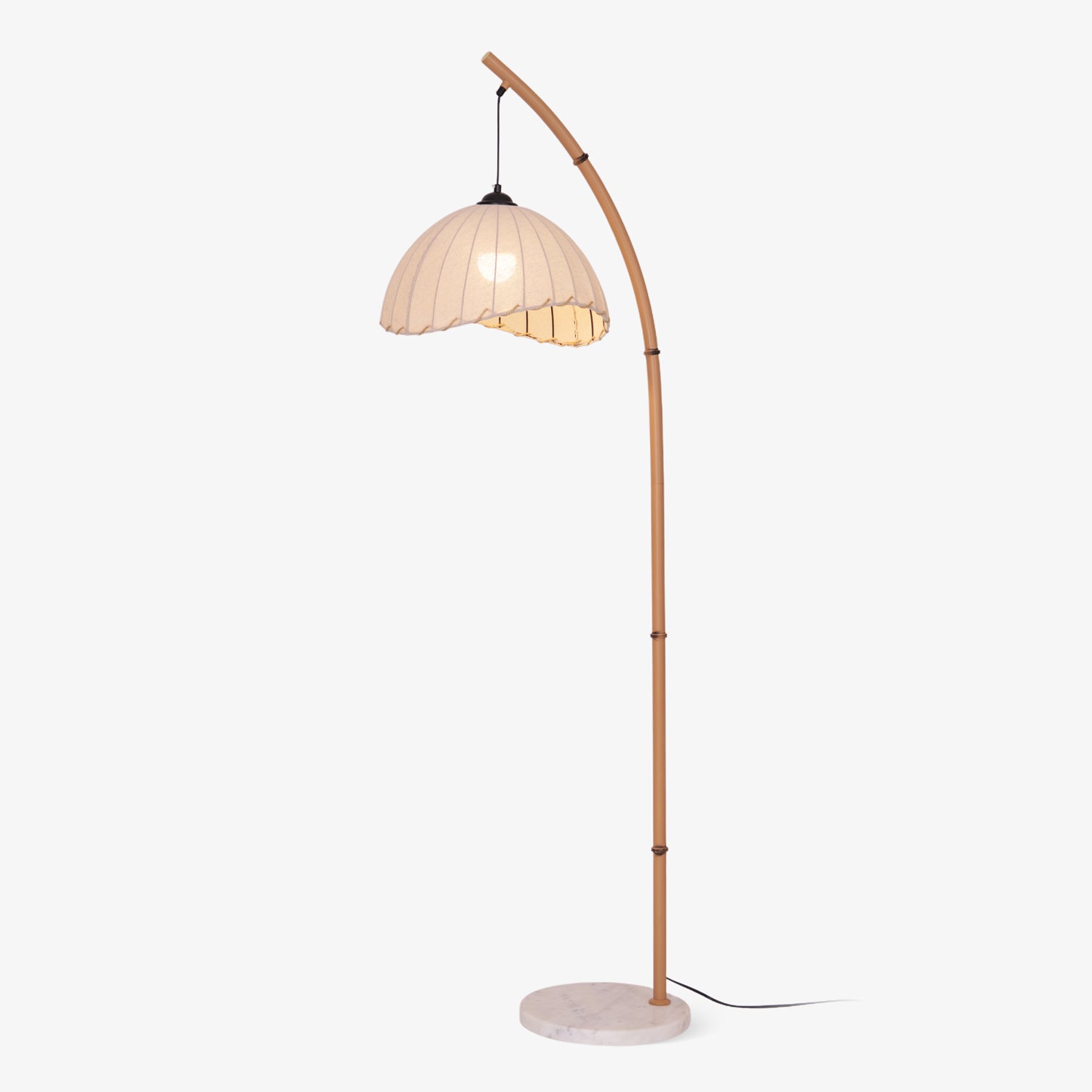 Lampada da terra Juremi – Bambù & Lino – Beige – 160 cm – Design scandinavo per soggiorno & illuminazione suggestiva