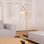 Lampada da terra Juremi – Bambù & Lino – Beige – 160 cm – Design scandinavo per soggiorno & illuminazione suggestiva