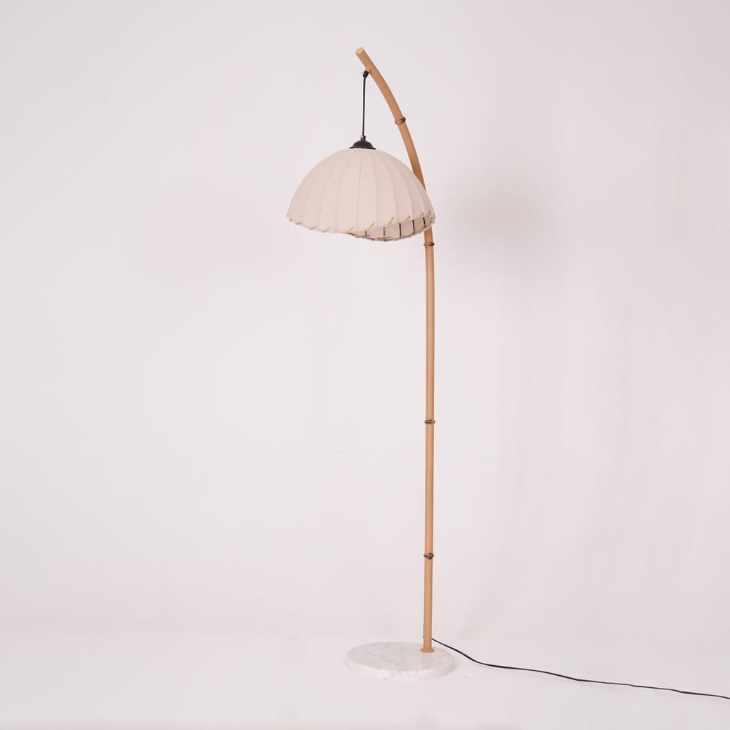 Lampada da terra Juremi – Bambù & Lino – Beige – 160 cm – Design scandinavo per soggiorno & illuminazione suggestiva