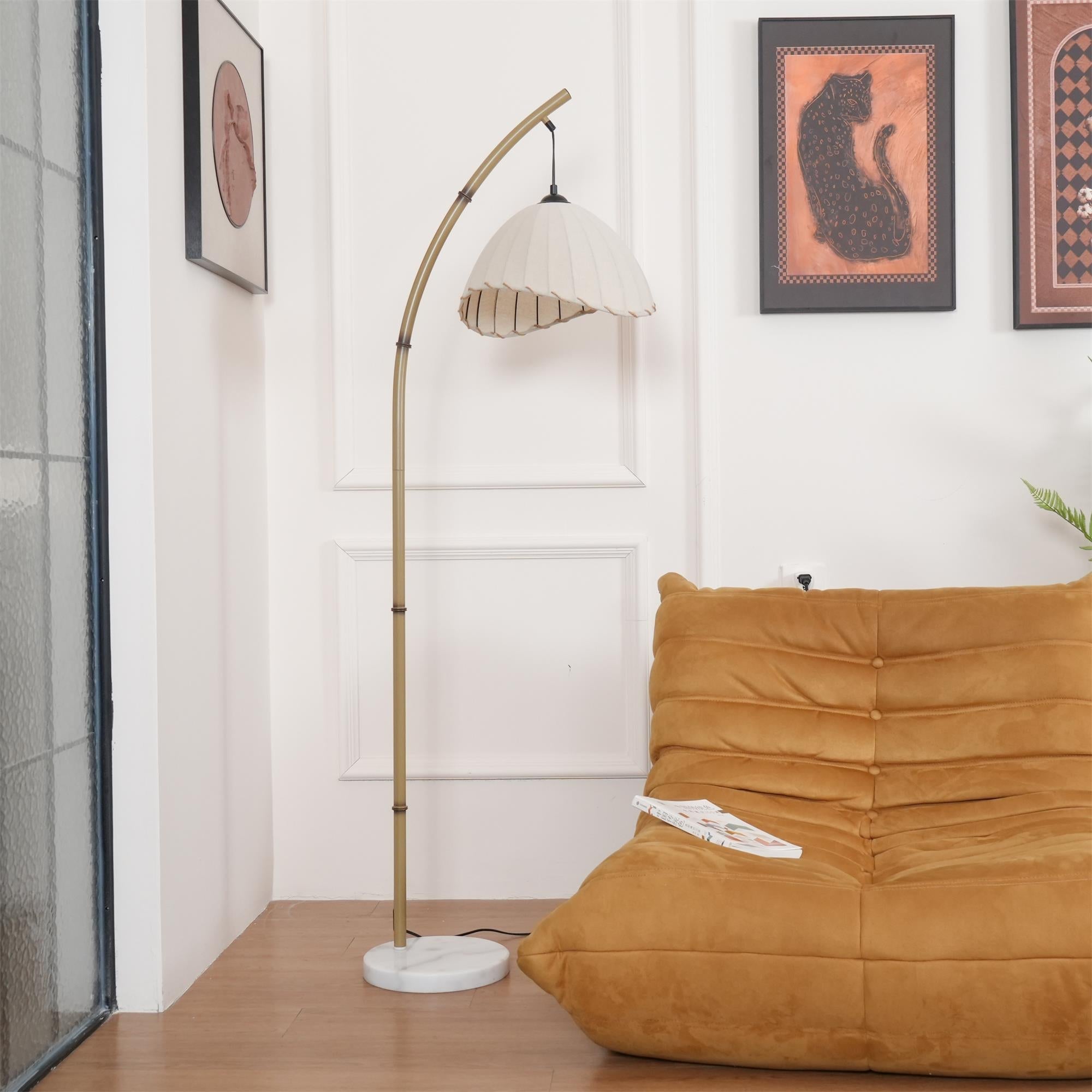Lampada da terra Juremi – Bambù & Lino – Beige – 160 cm – Design scandinavo per soggiorno & illuminazione suggestiva