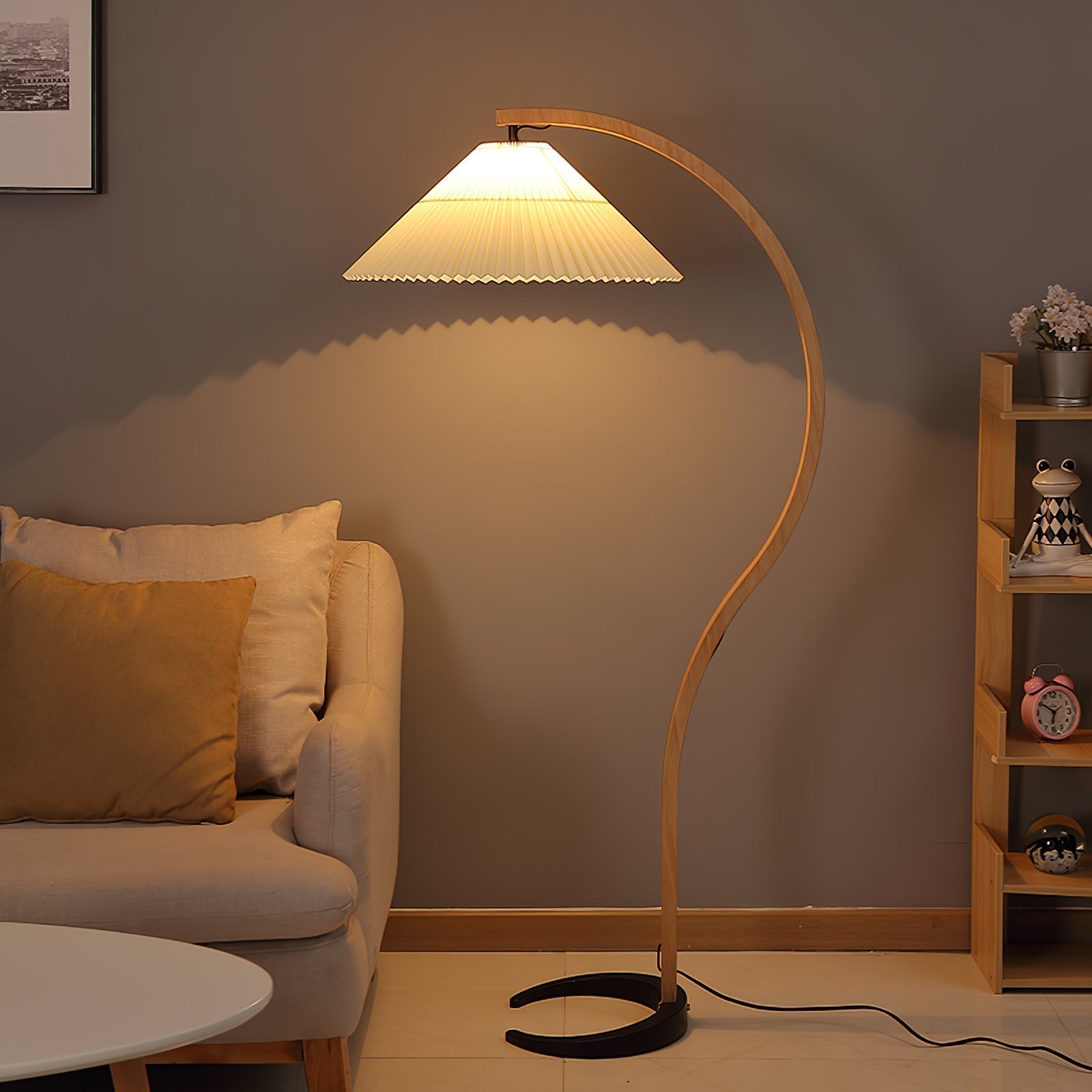 Lampada da terra – Legno – Beige – 150 cm – Design scandinavo per soggiorni e angoli lettura