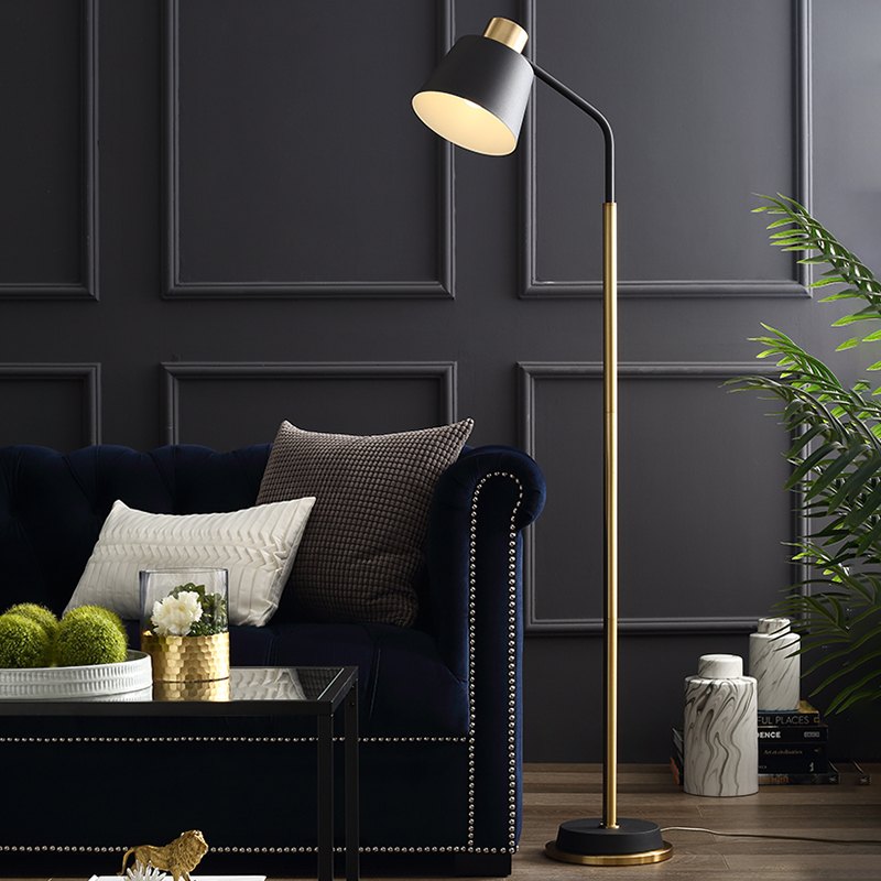 Lampada da terra – Tessuto – Nero – 160 cm – Moderna con telecomando per soggiorno e camera da letto