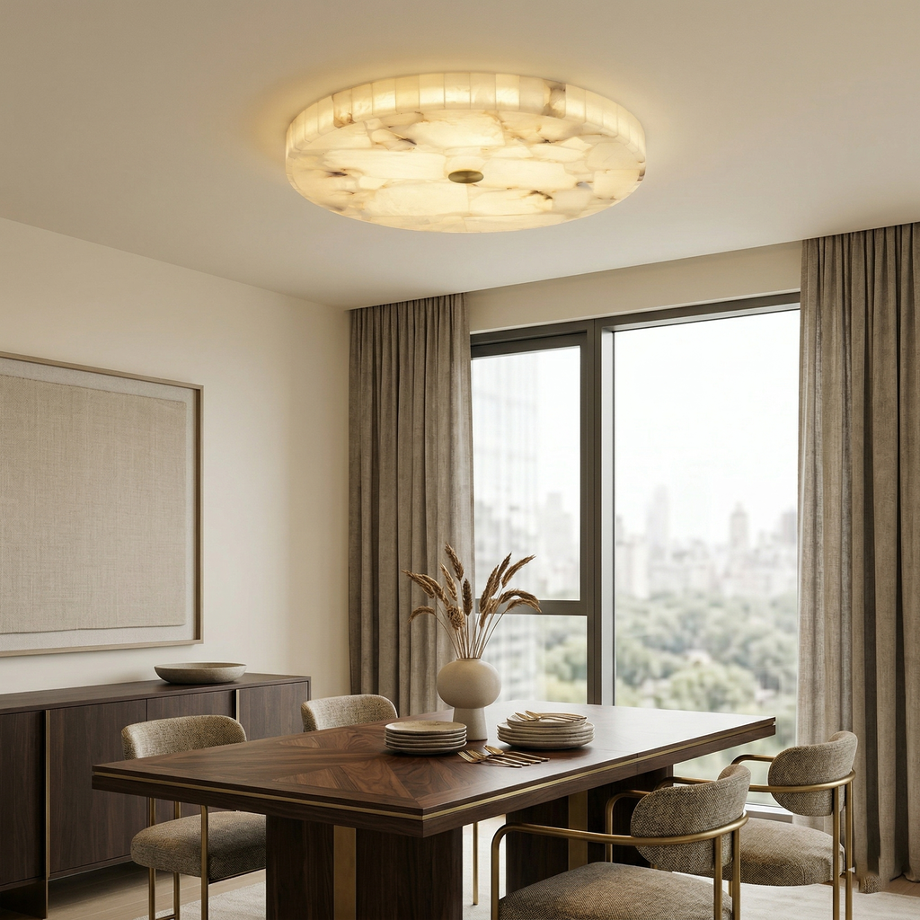 Lampada da soffitto in alabastro mosaico rotondo
