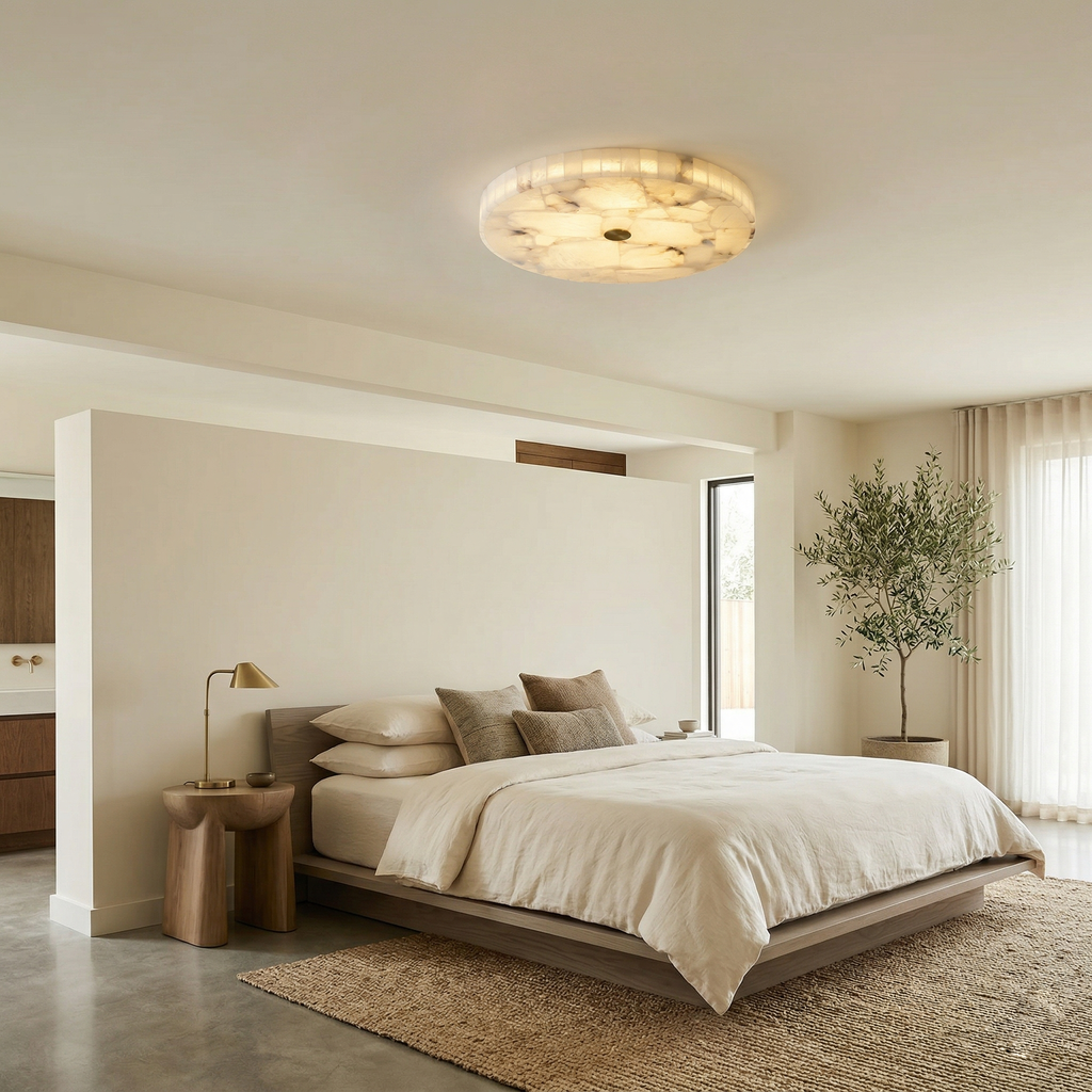 Lampada da soffitto in alabastro mosaico rotondo