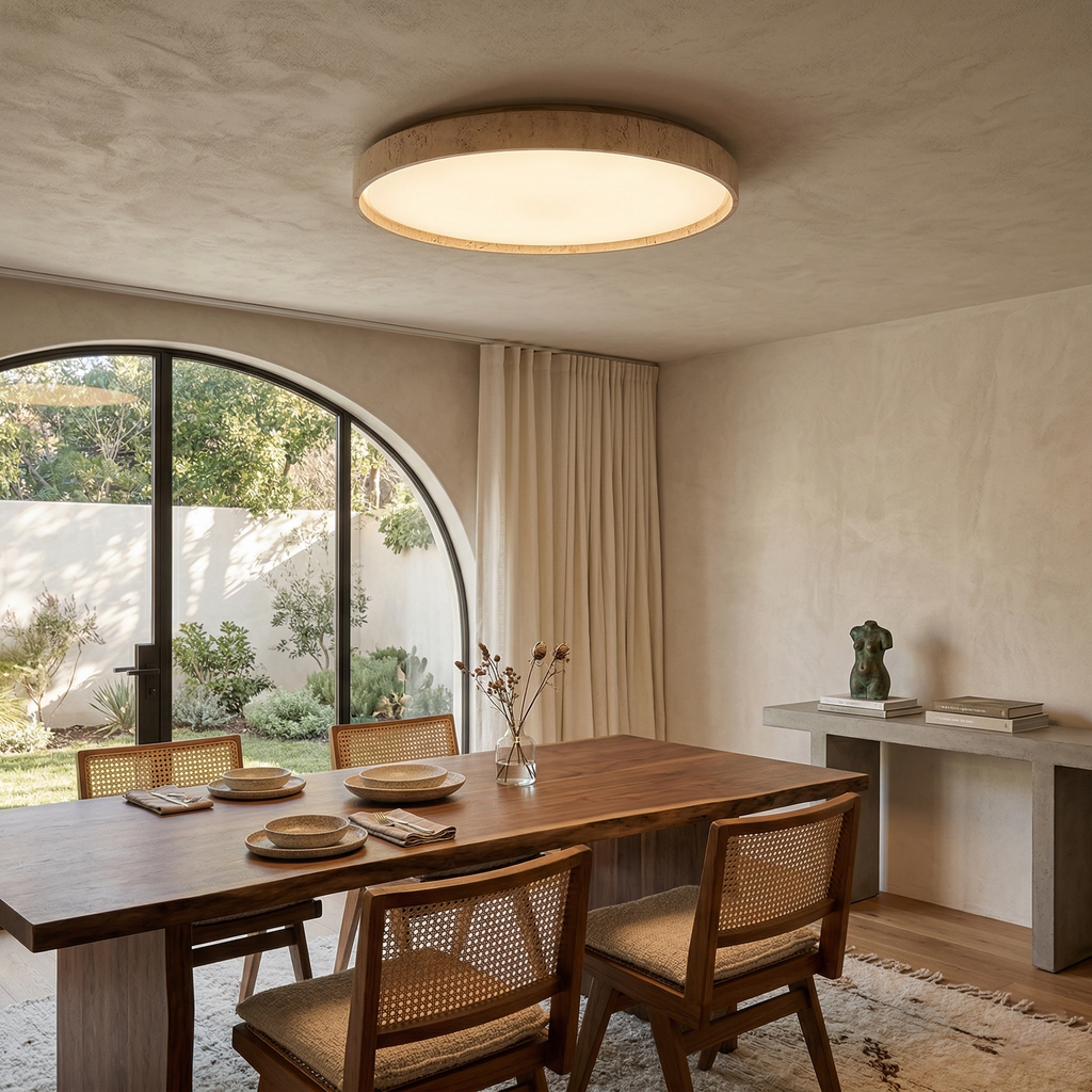 Lampada da soffitto rotonda in travertino ultra-sottile
