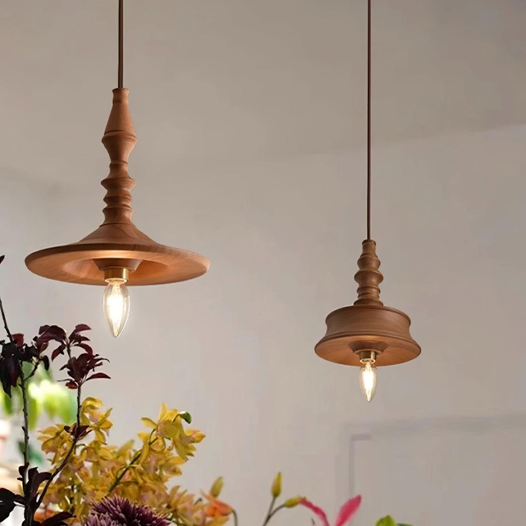 Nigg Lampada a Sospensione Legno Noce Paralume Moderna Minimalista