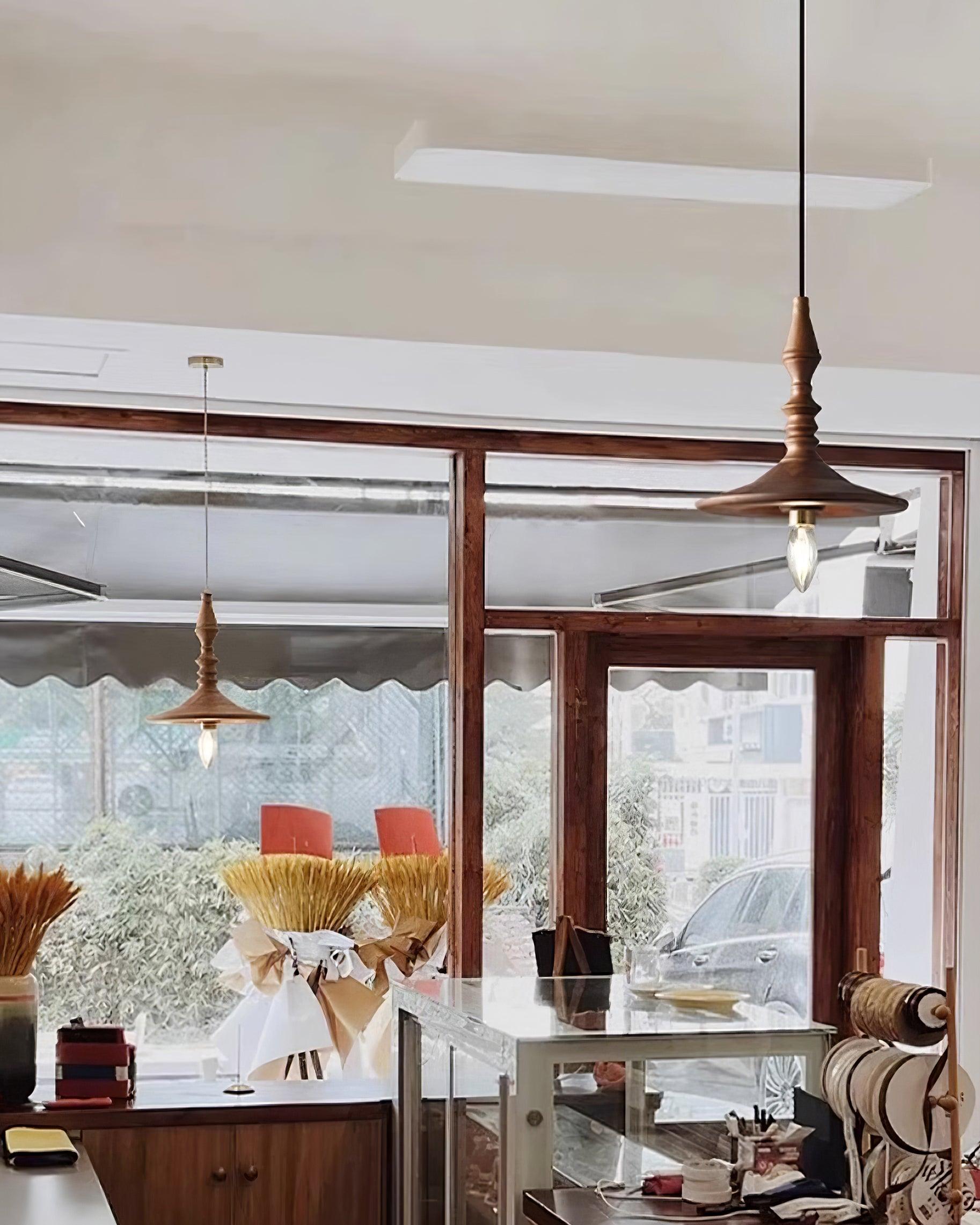 Nigg Lampada a Sospensione Legno Noce Paralume Moderna Minimalista