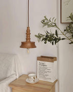 Nigg Lampada a Sospensione Legno Noce Paralume Moderna Minimalista