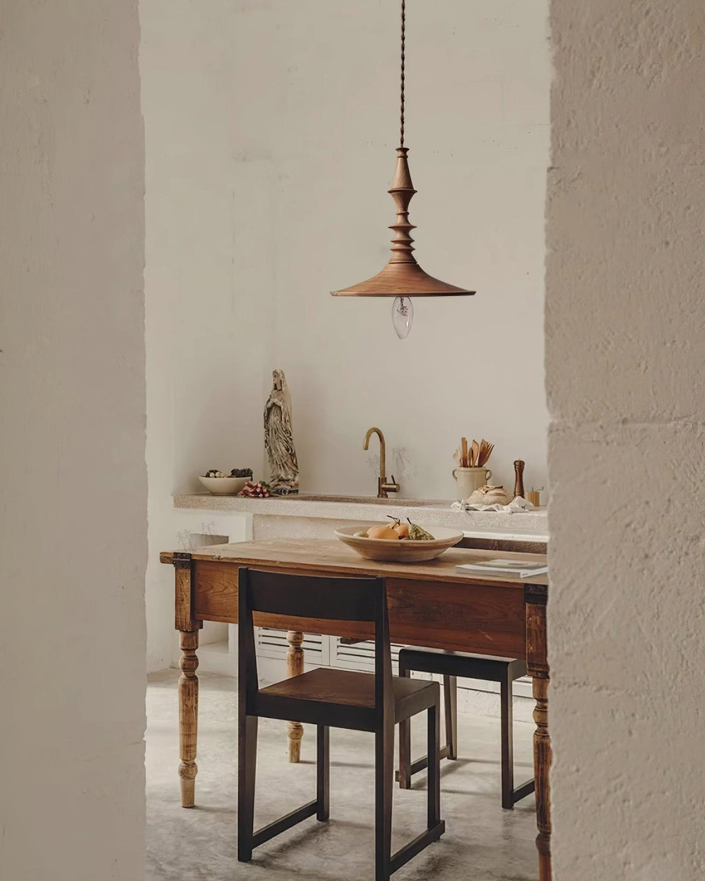Nigg Lampada a Sospensione Legno Noce Paralume Moderna Minimalista