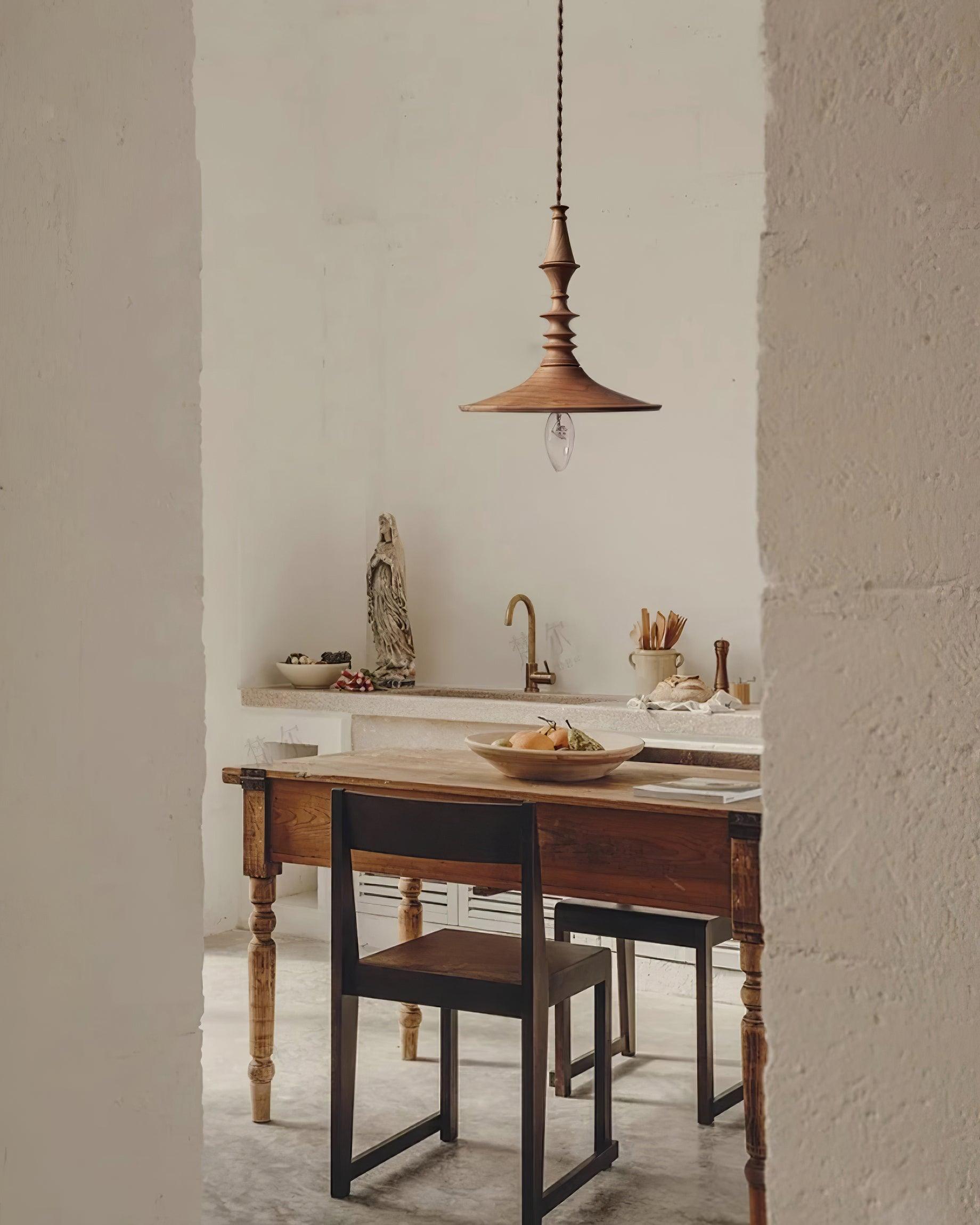 Nigg Lampada a Sospensione Legno Noce Paralume Moderna Minimalista
