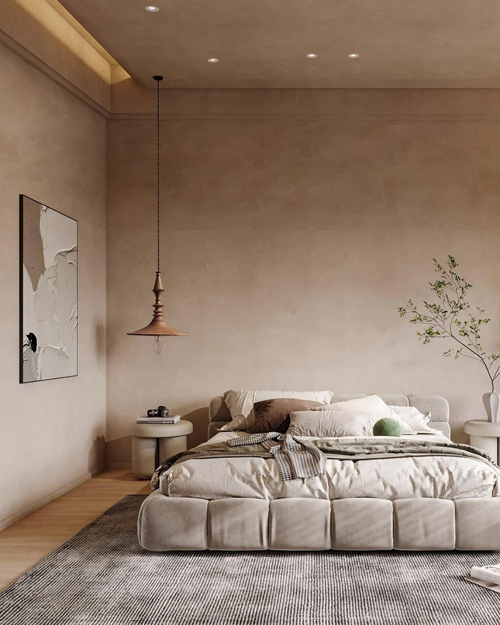 Nigg Lampada a Sospensione Legno Noce Paralume Moderna Minimalista