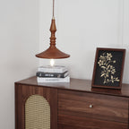 Nigg Lampada a Sospensione Legno Noce Paralume Moderna Minimalista