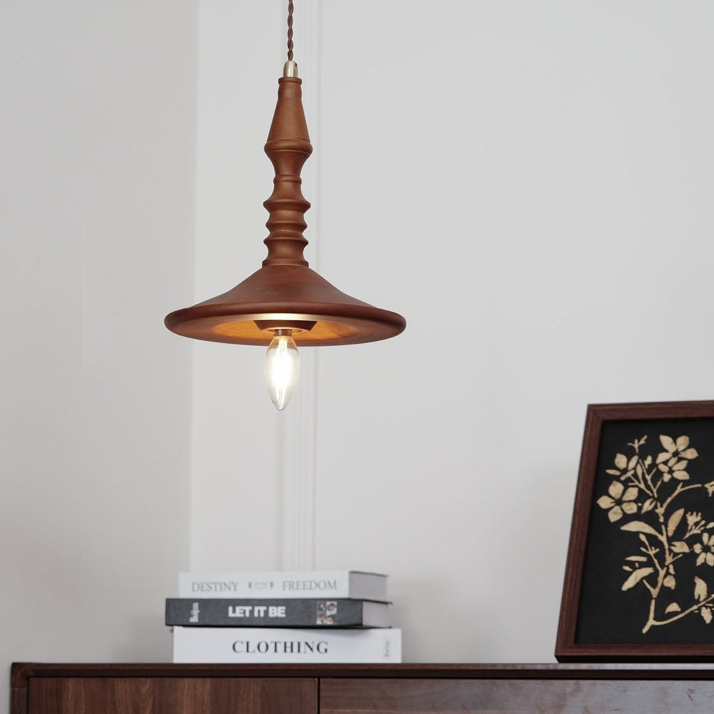 Nigg Lampada a Sospensione Legno Noce Paralume Moderna Minimalista