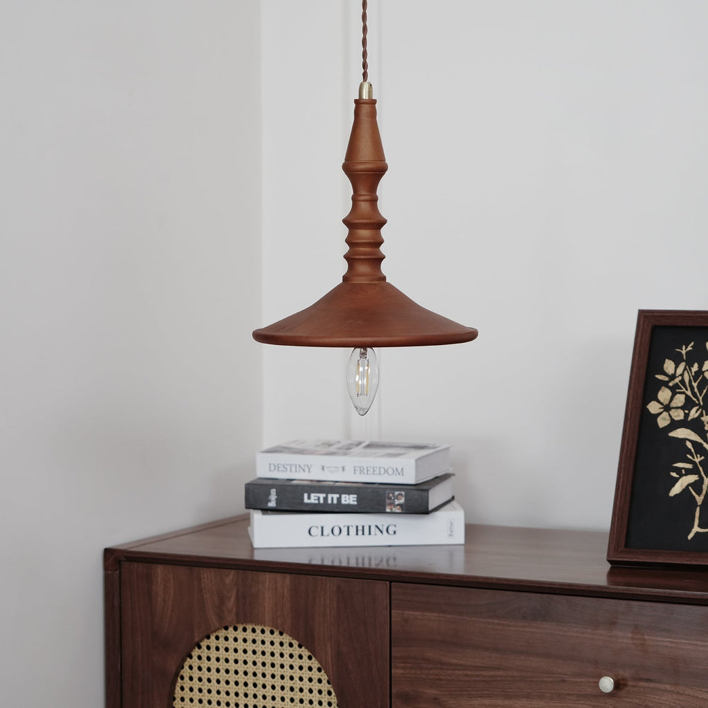 Nigg Lampada a Sospensione Legno Noce Paralume Moderna Minimalista
