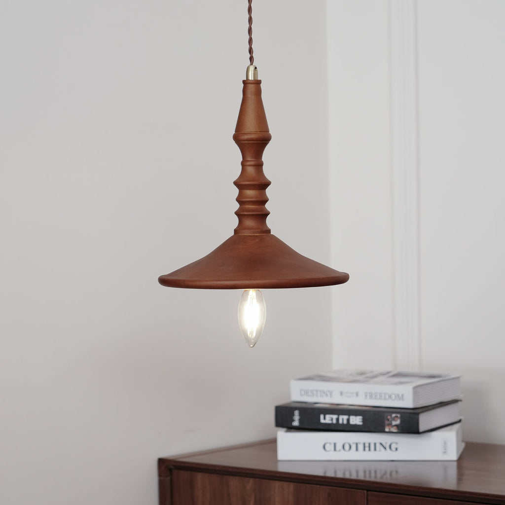 Nigg Lampada a Sospensione Legno Noce Paralume Moderna Minimalista
