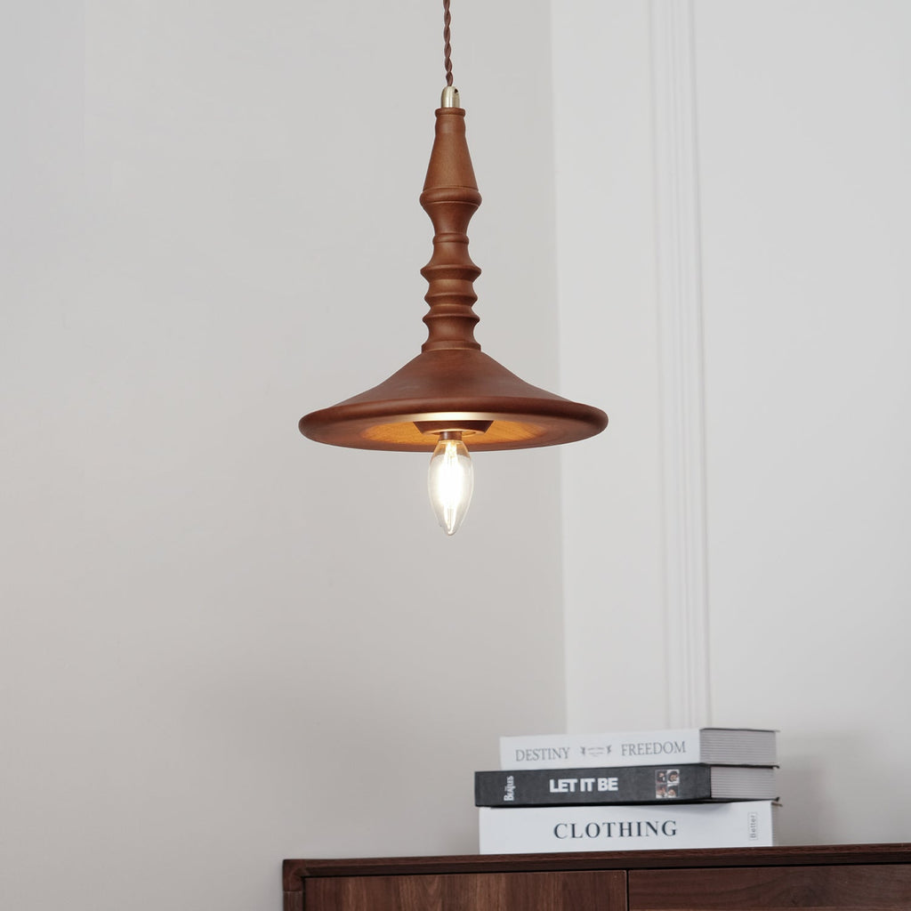 Nigg Lampada a Sospensione Legno Noce Paralume Moderna Minimalista