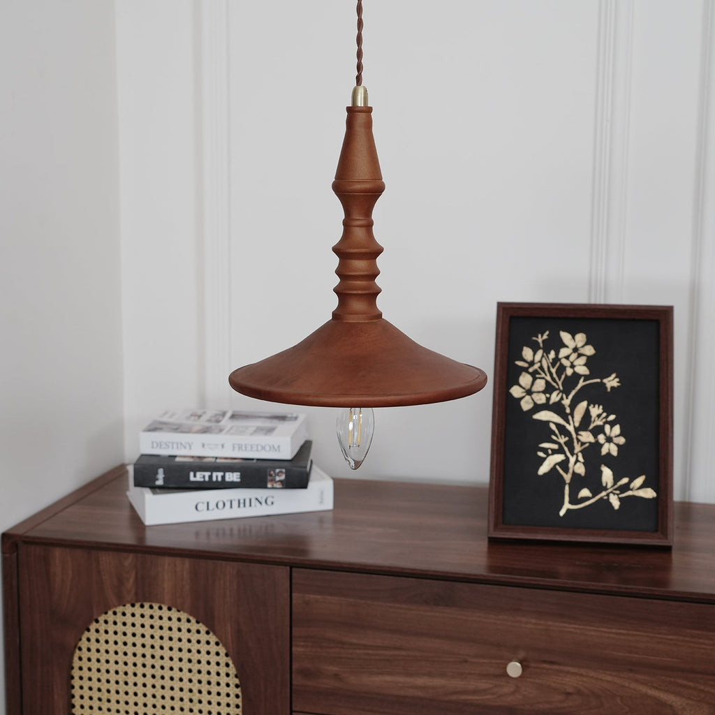 Nigg Lampada a Sospensione Legno Noce Paralume Moderna Minimalista