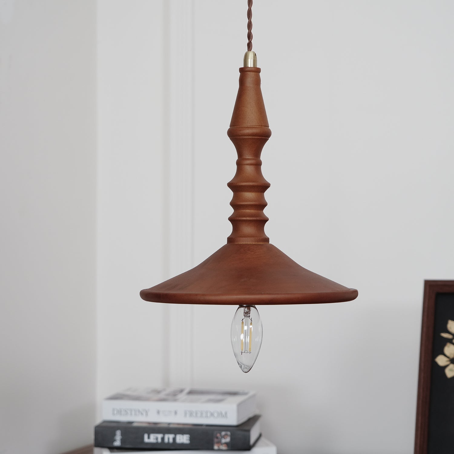 Nigg Lampada a Sospensione Legno Noce Paralume Moderna Minimalista