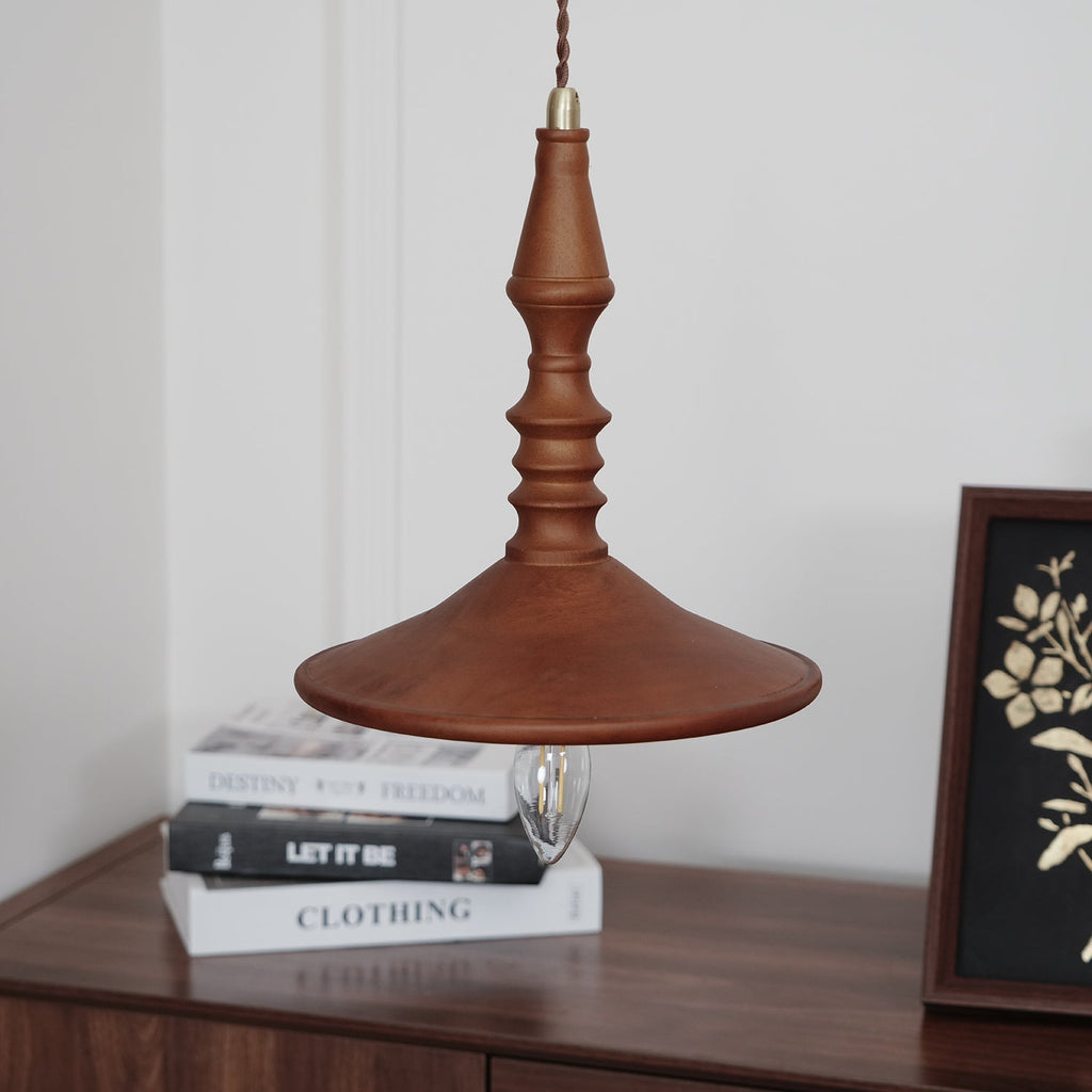 Nigg Lampada a Sospensione Legno Noce Paralume Moderna Minimalista