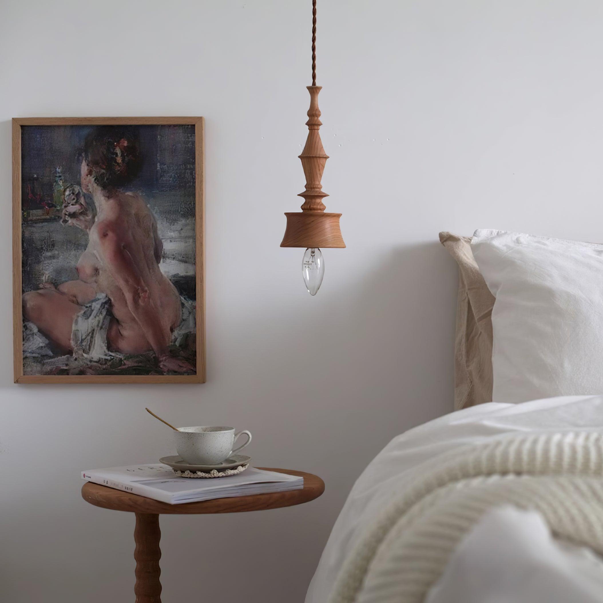 Nigg Lampada a Sospensione Legno Noce Paralume Moderna Minimalista
