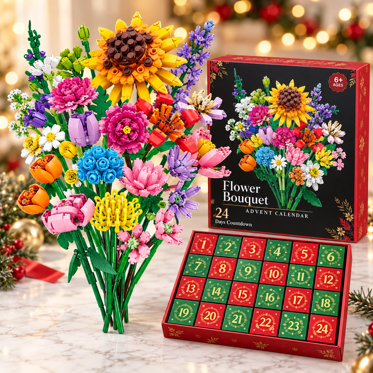 "Bloom & Build" calendario dell'avvento – Costruisci il tuo bouquet di Natale magico