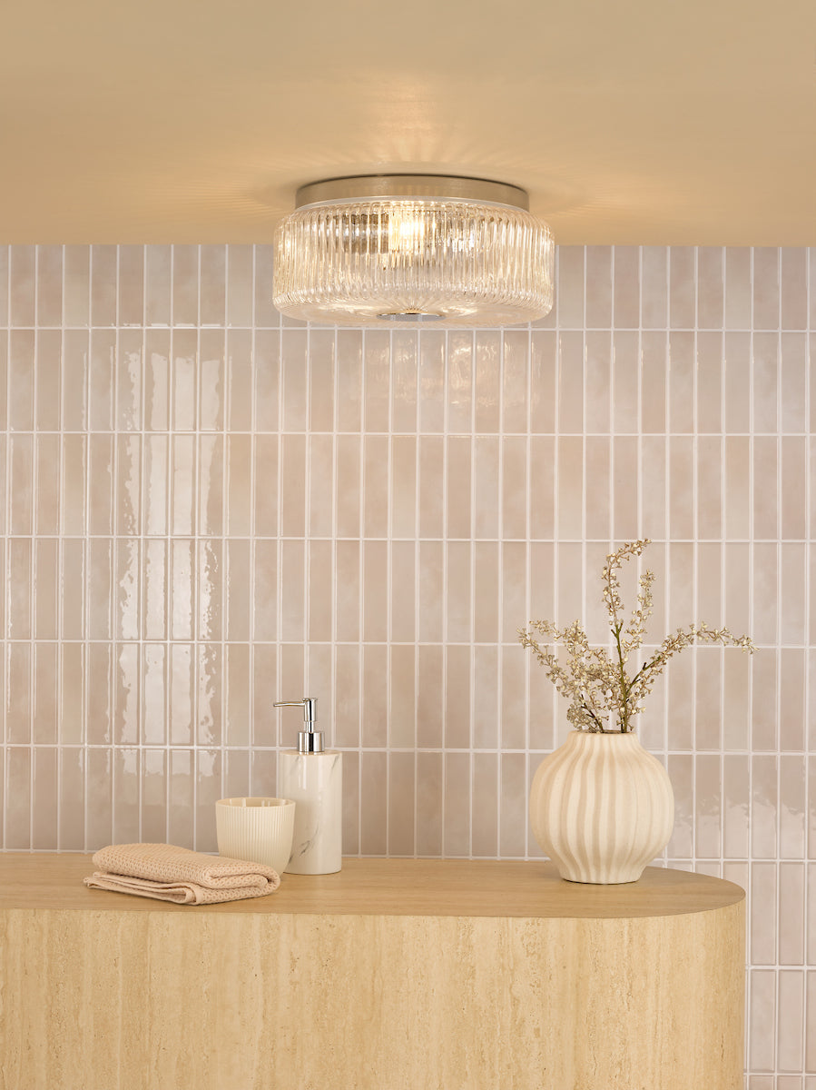 Dar Twyman 3 Luci Flush Cromo Lucido e Vetro Rigato IP44
