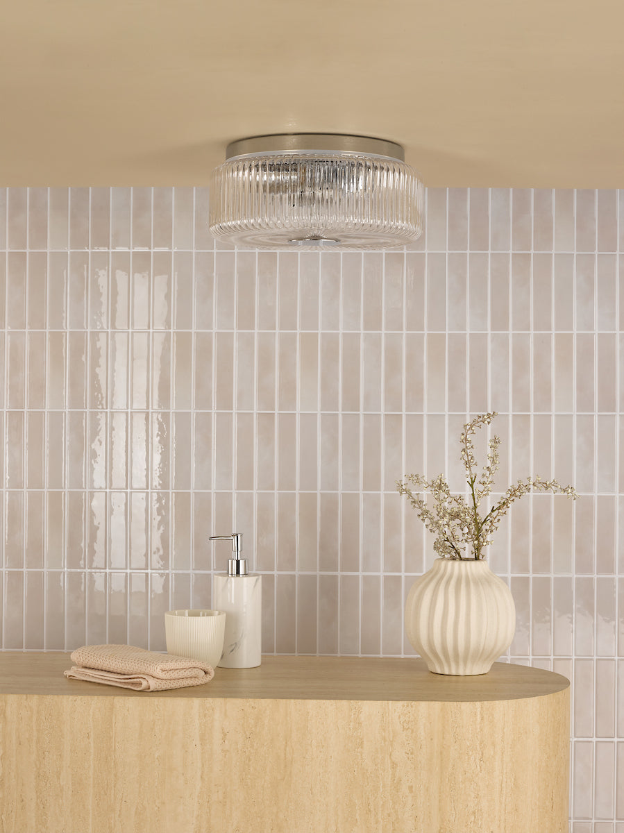 Dar Twyman 3 Luci Flush Cromo Lucido e Vetro Rigato IP44
