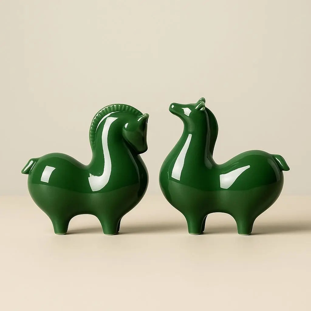 Clara Tangma Cavallo – Figurina in Ceramica Celadon di Buona Fortuna
