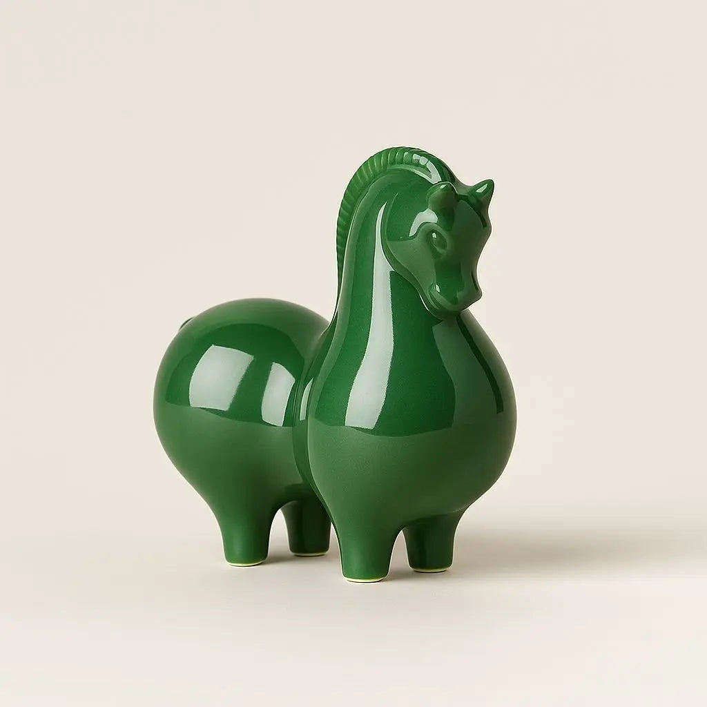 Clara Tangma Cavallo – Figurina in Ceramica Celadon di Buona Fortuna