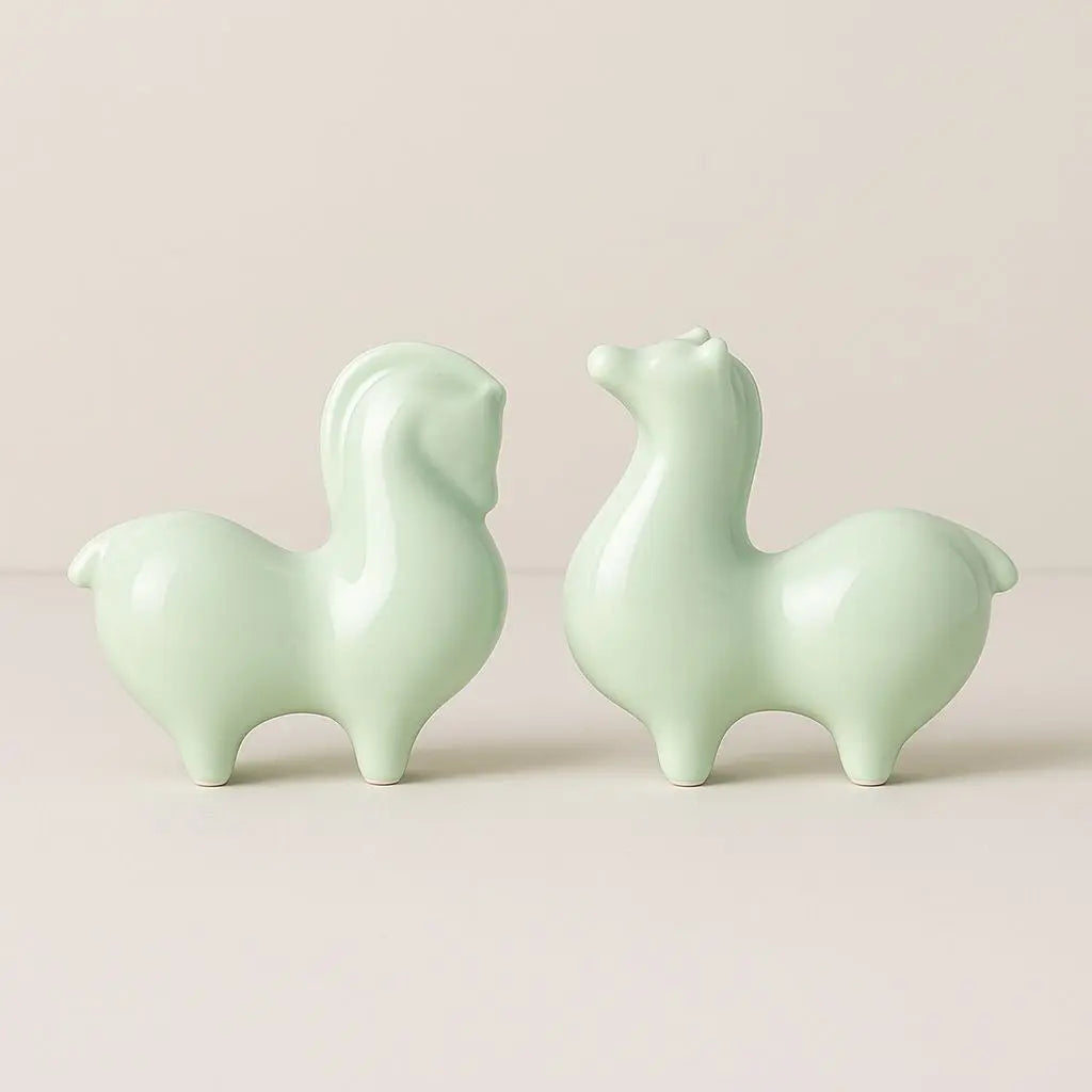 Clara Tangma Cavallo – Figurina in Ceramica Celadon di Buona Fortuna